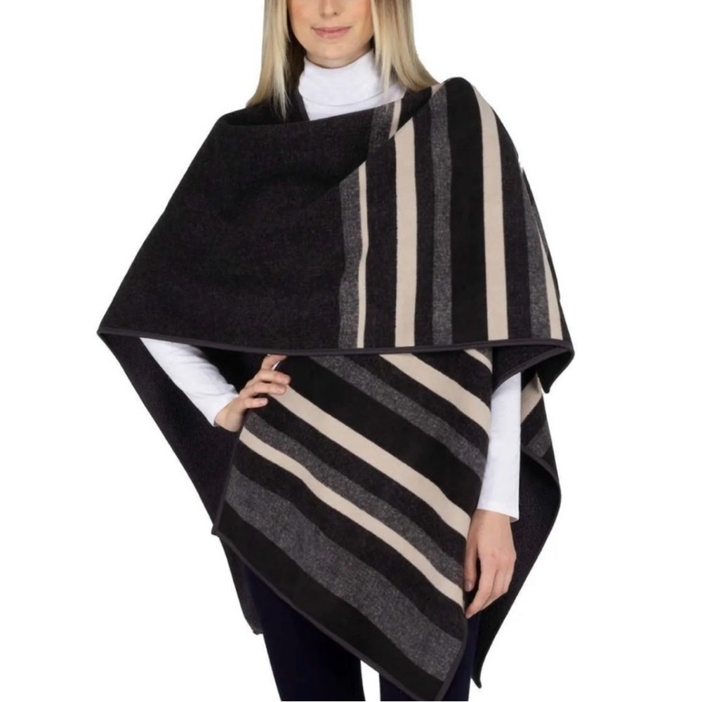 Ike Behar Black and Cream Striped Wrap